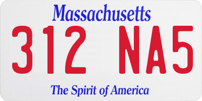 MA license plate 312NA5