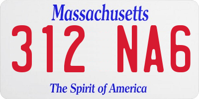 MA license plate 312NA6