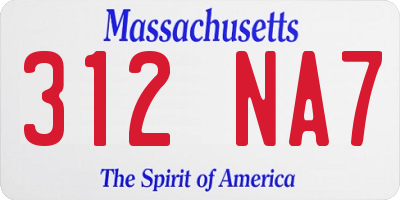 MA license plate 312NA7