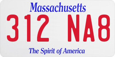 MA license plate 312NA8