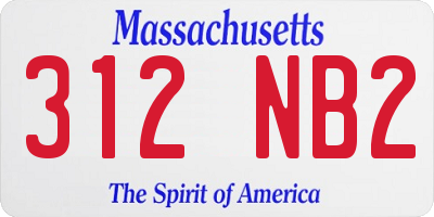 MA license plate 312NB2