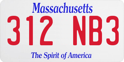 MA license plate 312NB3