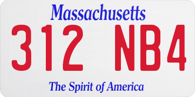 MA license plate 312NB4