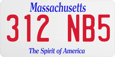 MA license plate 312NB5