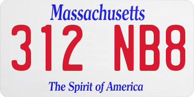 MA license plate 312NB8