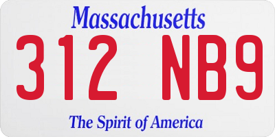 MA license plate 312NB9