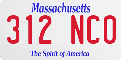 MA license plate 312NC0