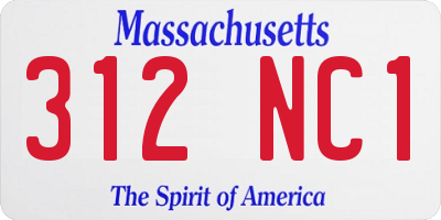 MA license plate 312NC1