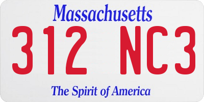 MA license plate 312NC3