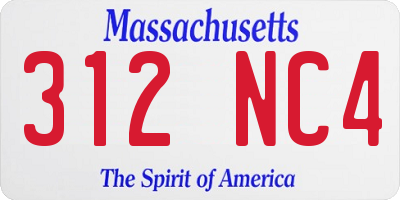 MA license plate 312NC4