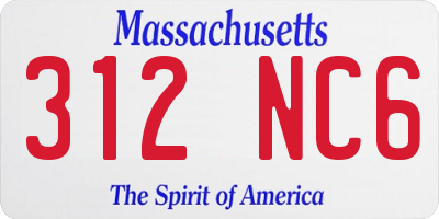 MA license plate 312NC6