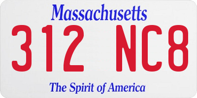 MA license plate 312NC8
