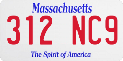 MA license plate 312NC9