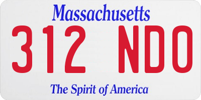 MA license plate 312ND0