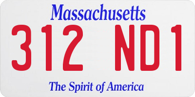 MA license plate 312ND1