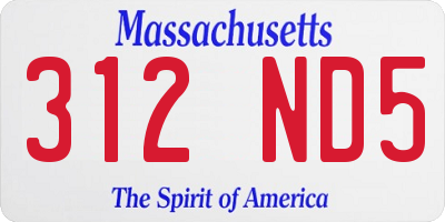 MA license plate 312ND5