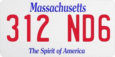 MA license plate 312ND6