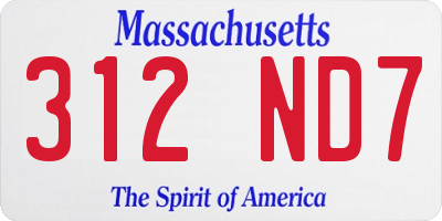 MA license plate 312ND7