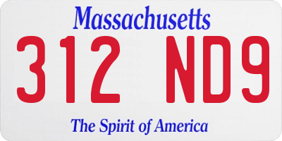 MA license plate 312ND9