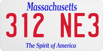 MA license plate 312NE3