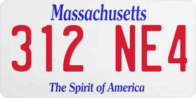 MA license plate 312NE4