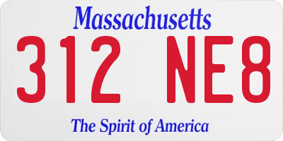 MA license plate 312NE8