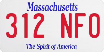 MA license plate 312NF0