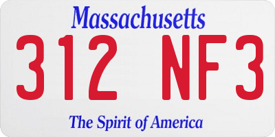MA license plate 312NF3