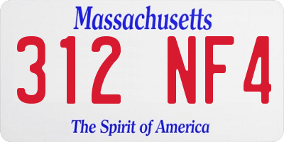 MA license plate 312NF4