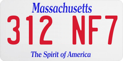 MA license plate 312NF7