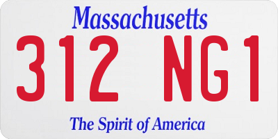 MA license plate 312NG1
