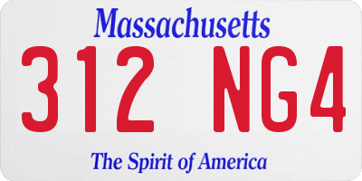 MA license plate 312NG4