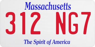 MA license plate 312NG7