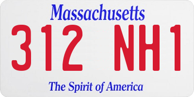 MA license plate 312NH1