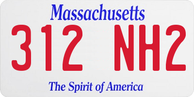 MA license plate 312NH2