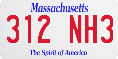 MA license plate 312NH3
