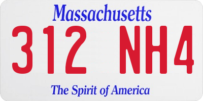 MA license plate 312NH4