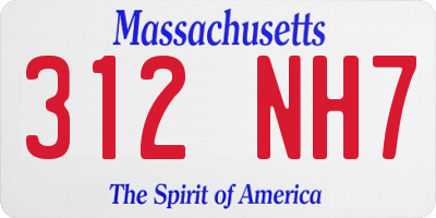 MA license plate 312NH7