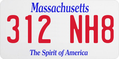 MA license plate 312NH8
