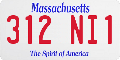 MA license plate 312NI1