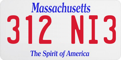 MA license plate 312NI3