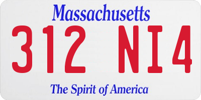 MA license plate 312NI4