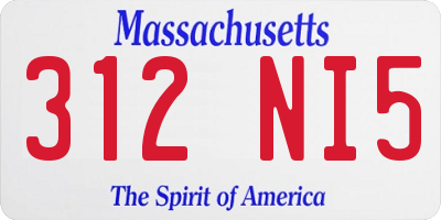 MA license plate 312NI5