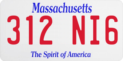MA license plate 312NI6