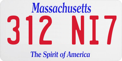 MA license plate 312NI7