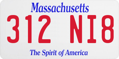 MA license plate 312NI8