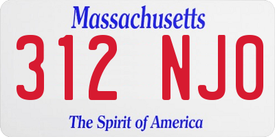 MA license plate 312NJ0