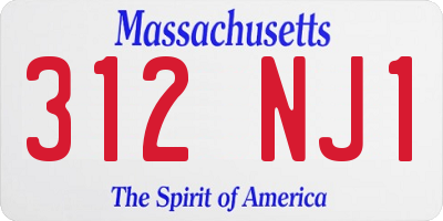 MA license plate 312NJ1