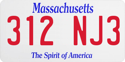 MA license plate 312NJ3