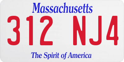 MA license plate 312NJ4